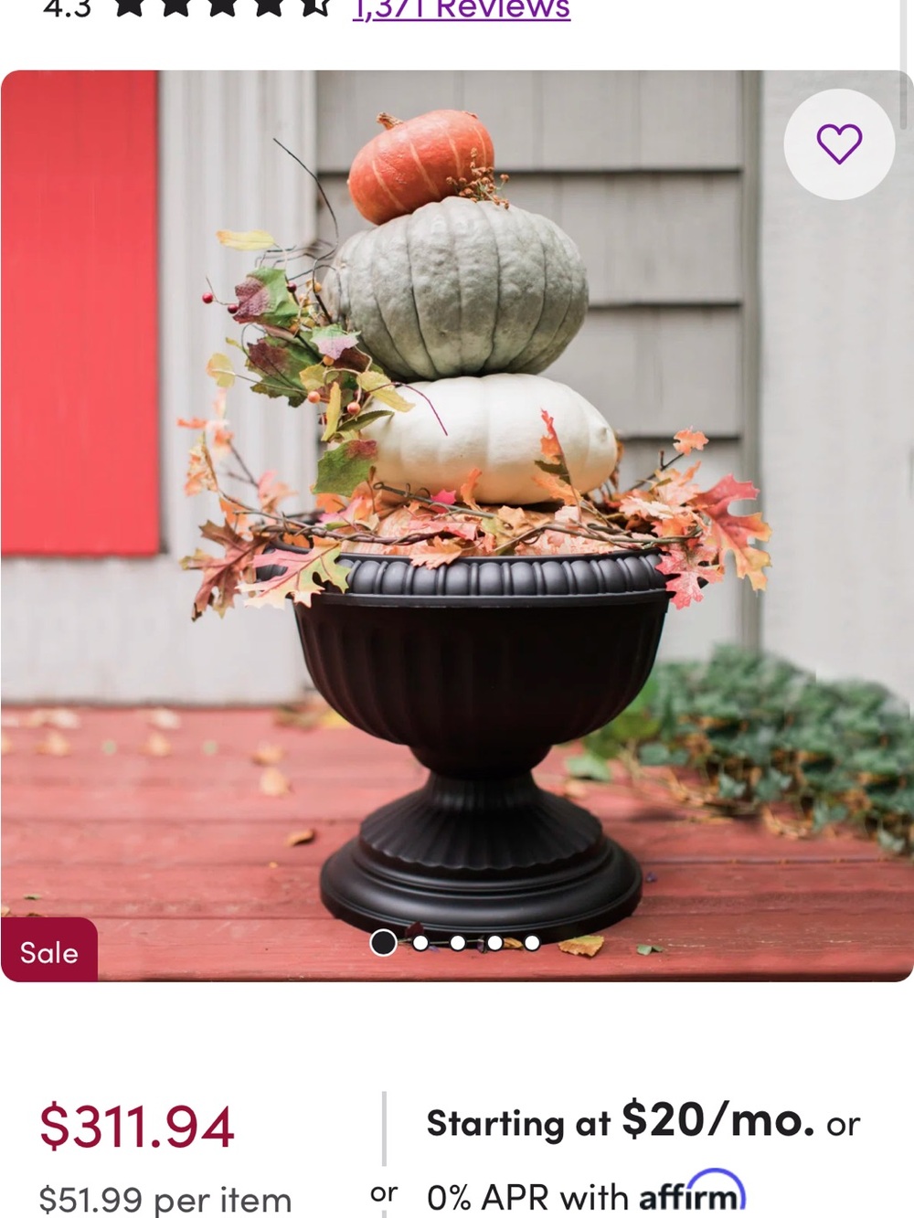 Decorative Black Outdoor Urn Planter